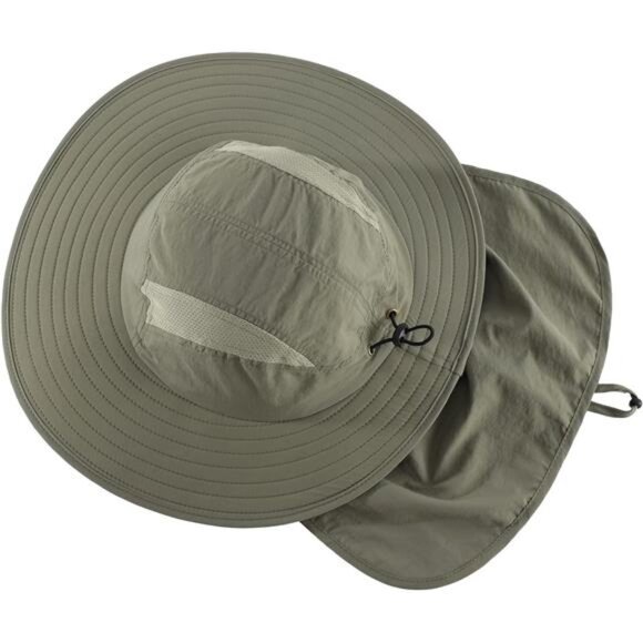 Home Prefer Mens UPF 50+ Sun Protection Cap Wide Brim Fishing Hat with Neck - Picture 3 of 7